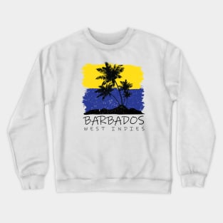 Barbados National Colors with Palm Silhouette Crewneck Sweatshirt